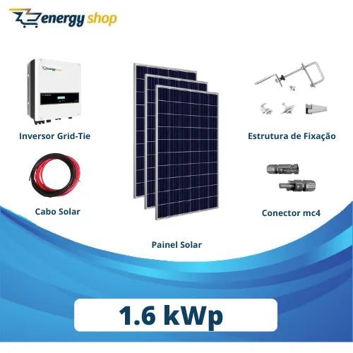 Kit Energia Solar Grid Tie 1,6KW