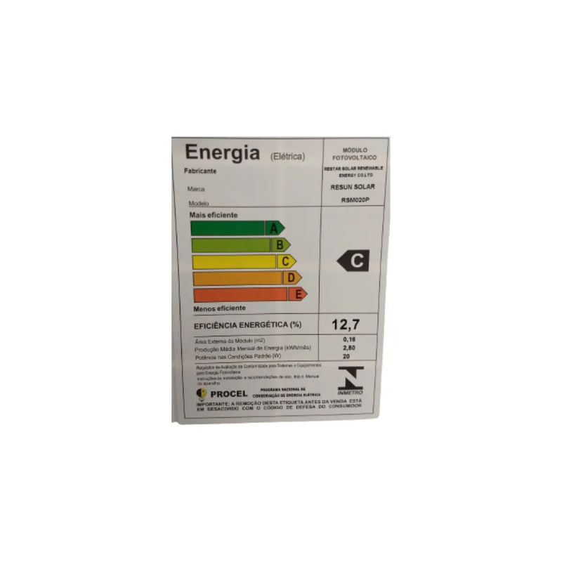 Painel Solar Fotovoltaico Resun 20W